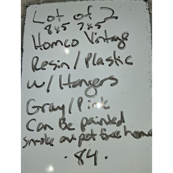 Lot Of 2 Homco Vintage Resin Wall Bows With Hangers - Gray Pink - 7x5 Inches - Picture 6 of 6